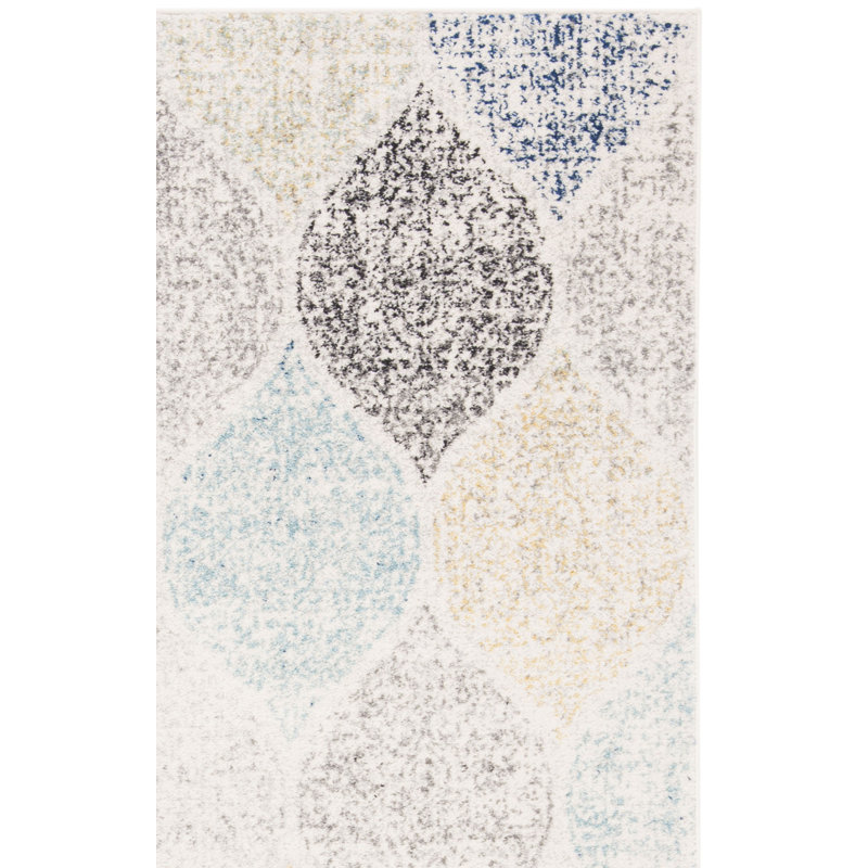 Tapis géométrique Nevaeh Performance, Tapis de couloir 2 pi 3 po x 6 pi