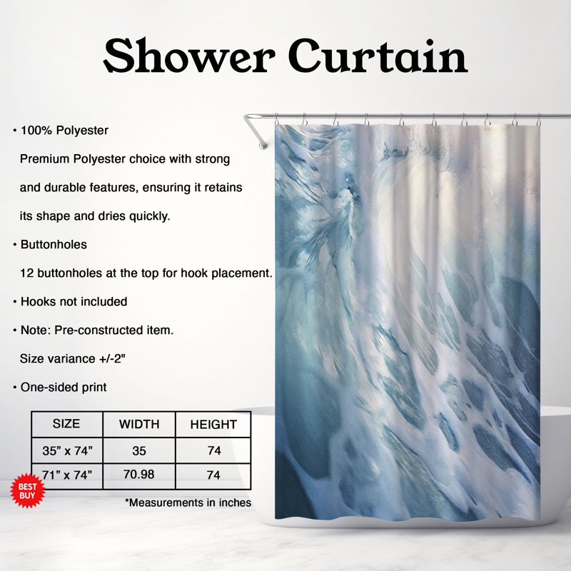 Rideau de douche Aqua Anthem - Premium, H 74 po x l 71 po