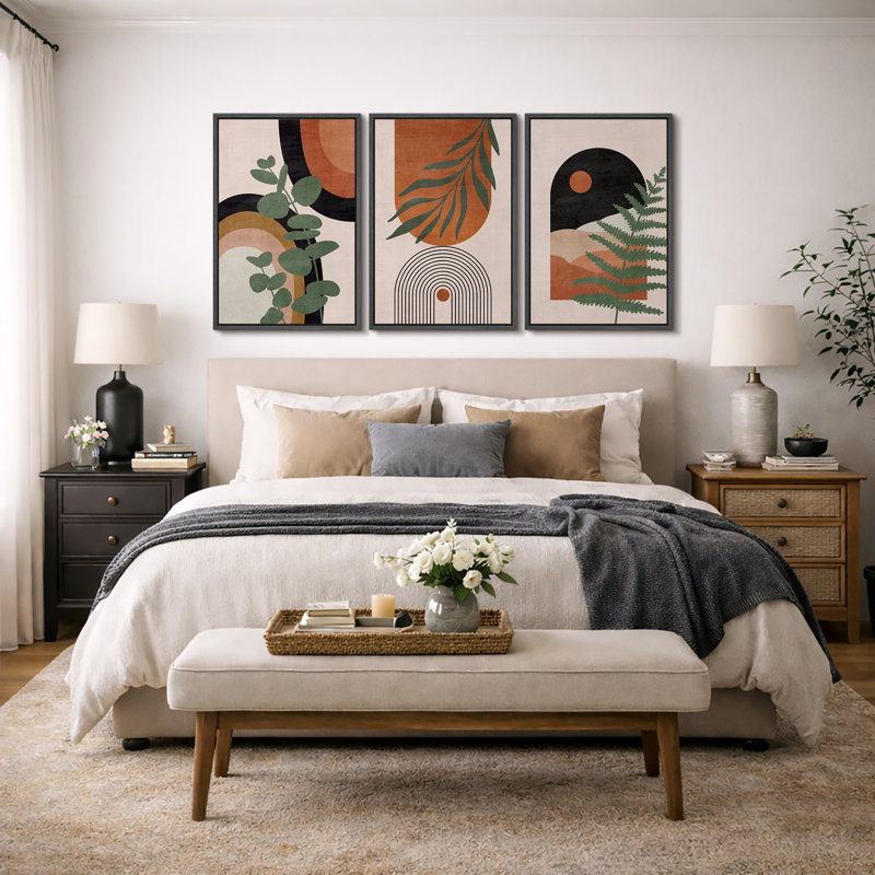 «Mid Century Modern Boho», Southwestern Desert Jungle, Cadre flottant noir, H 36 po x l 72 po