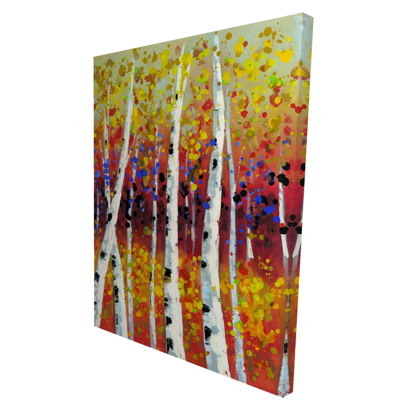 Bouleaux colorés - Décoration contemporaine sur toile saisons