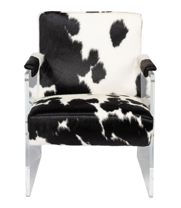 Holloway Leather Armchair, Black/White Genuine Leather