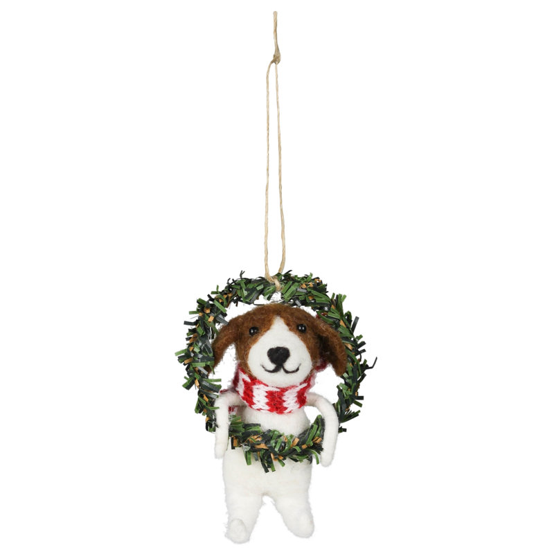 Décoration de Noël chien en couronne