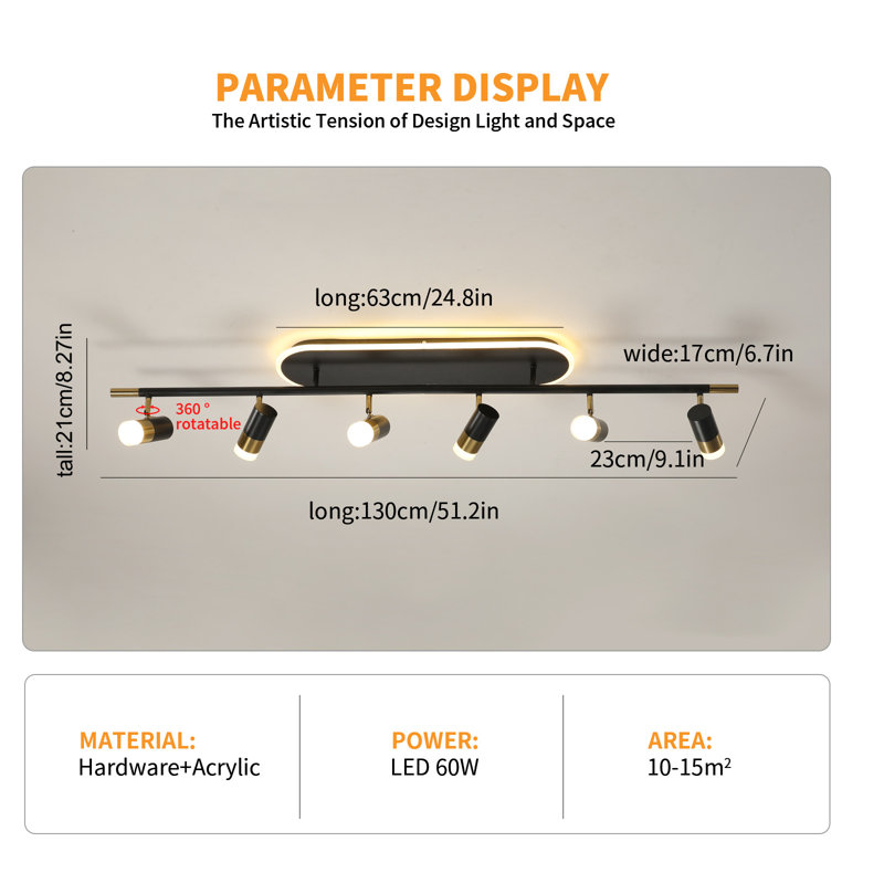 Gold LED Adjustable Fixed Track Lighting Head, Matte Black
