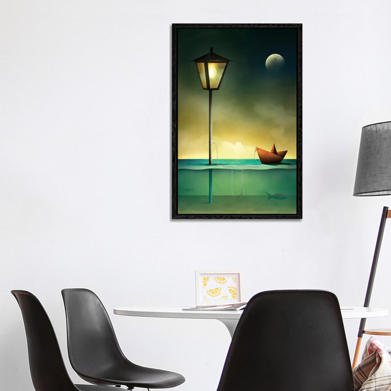 Barquinho Em Repouso (Toy Boat At Rest) by Marcel Caram - Print on Canvas, Black Framed, 101.6 cm H x 66.04 cm W