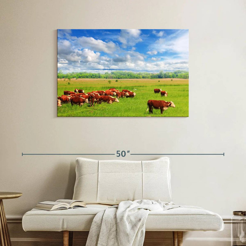 Brampt Grazing Hereford Cows, 26" H x 39" W