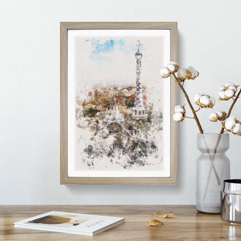 Parc Guell in Barcelona Spain - Framed Print, Oak Framed, 45cm H x 33cm W x 2cm D