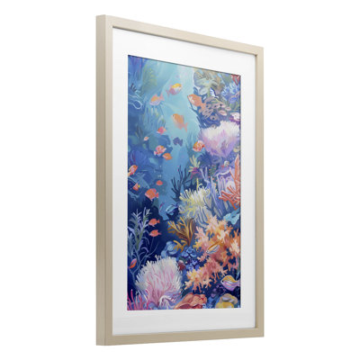 «Under The Sea Exotic Fish», reproduction sous verre encadrée, design par LSR Design Studio