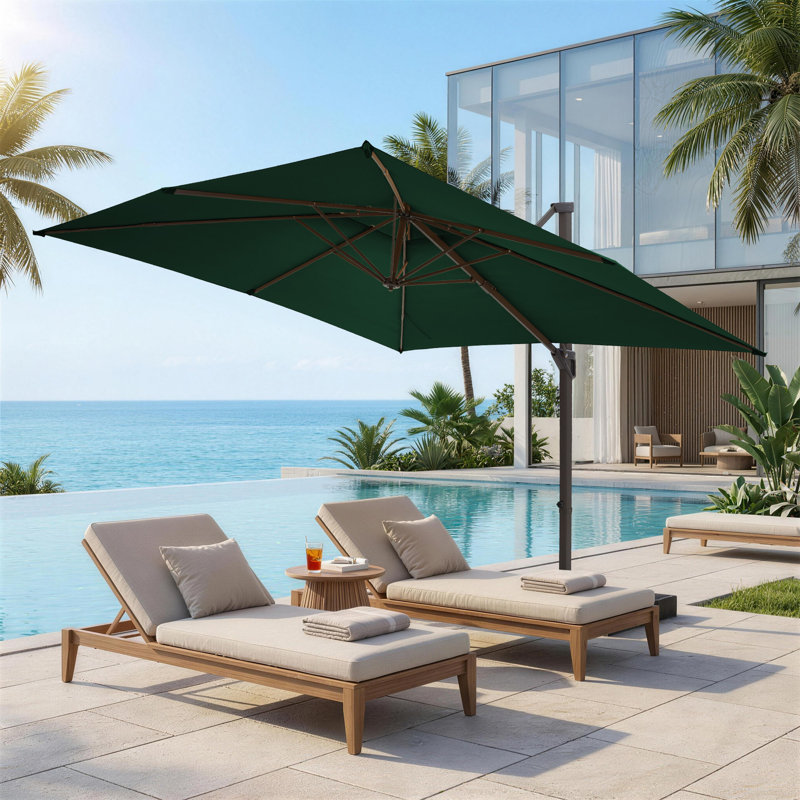Parasol carré en porte-à-faux 120 po, Vert foncé