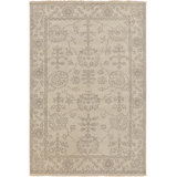 Ainsley Wool Oriental Area Rug in Taupe, Charcoal