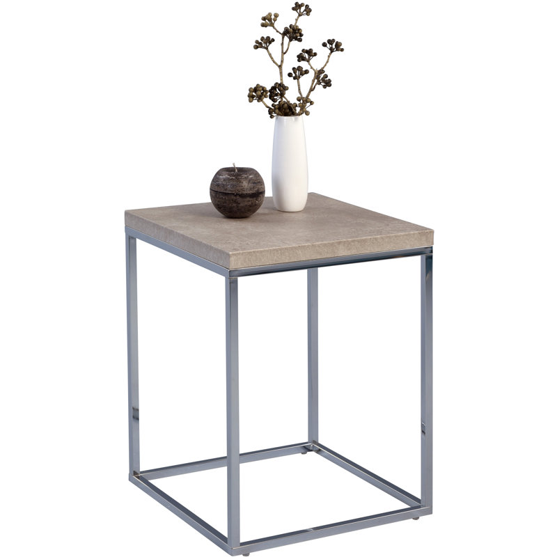 Devos Frame End Table, Silver, Grey