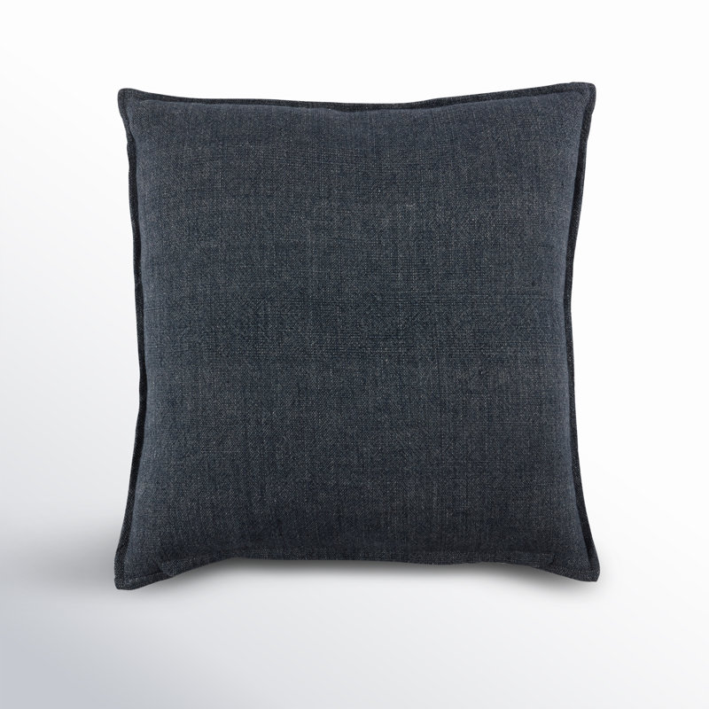 Dark Blue 20" x 20" Linen Reversible Square Throw Pillow