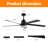 65-Inch Black Ceiling Fan With Dimmable LED Light, 5-Blade Quiet Design With Remote Control For Living Room & Bedroom