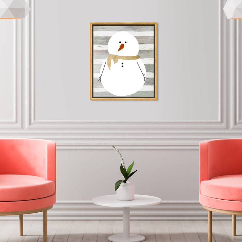 «Snowman», reproduction d'impression sur papier, Encadrement doré, H 20 po x l 16 po x 1,5 po