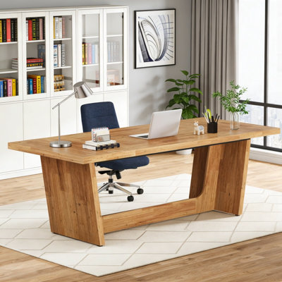70.8-Inch Executive Desk, Wood Study Computer Desk Writing Table