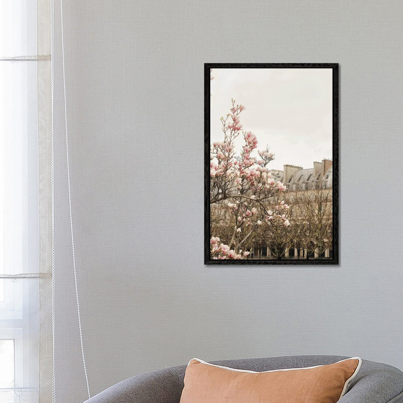Paris Spring View - Print on Canvas, Black Framed, 66.04cm H x 45.72cm W x 3.81cm D
