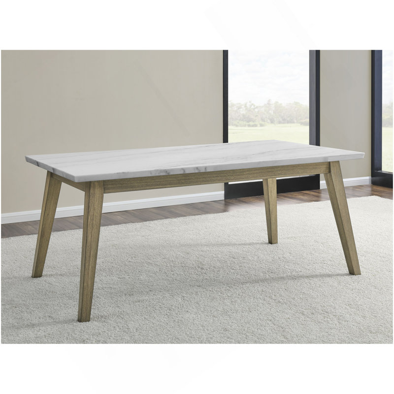 Vida - Table de salle à manger à plateau en marbre blanc - brun et blanc