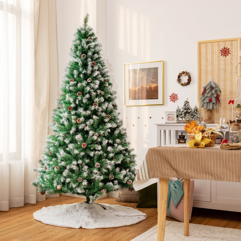 Arbre de Noël 72 '' pin vert floqué / givré et pommes de pin