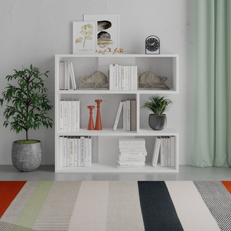Bibliothèque géométrique H 35 "x l 37", Blanc
