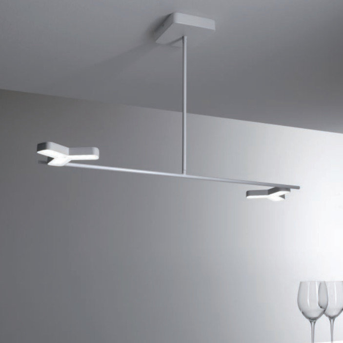 Dayton 2 - Light LED Kitchen Island Pendant, Lacquered frosted white, 90 cm H x 98.5 cm W x 31 cm D
