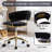 Home Office Chair, Velvet Upholstered Task Chair With Woven Open Back, 360° Swivel Desk Chair With Wheels, Adjustable Vanity Chair, Computer Chair For Office, Studio-1088771806
