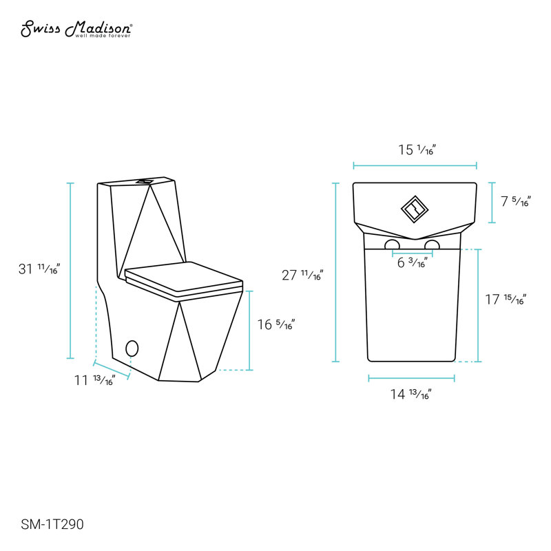 Brusque One-Piece Square Toilet Dual-Flush 1.1/1.6 gpf