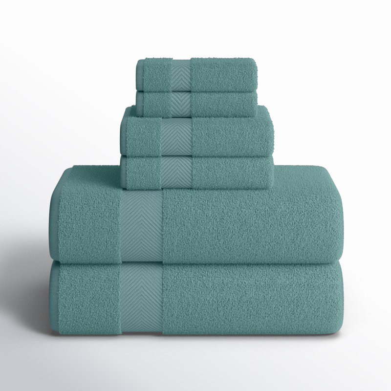 Hamachi Zero Twist Ultra Soft 6 Piece 100% Cotton Towel Set, Jade