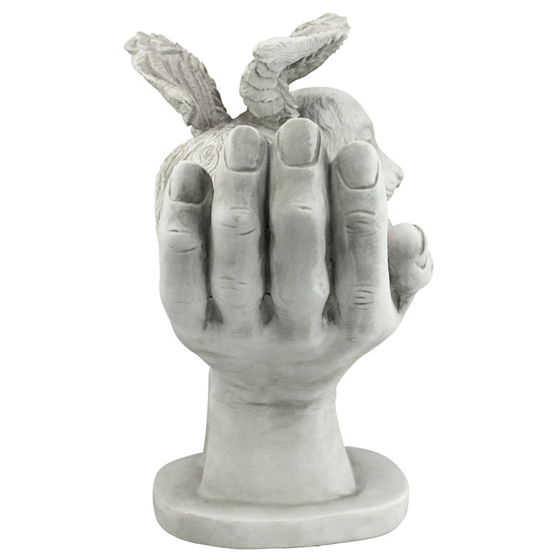 Gray Resin Dog Memorial Statue with Angel Wings