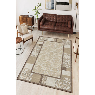 Premium Cream Area Rug, 5.9 x 9.2 Feet | 100% Polyester, 650 g/m² | 4 mm Pile Height, Digital Printing | Antibacterial & Eco-Friendly, Non-Slip PVC Dot Underside | Machine Washable, Perfect for Living Room & Bedroom Decor