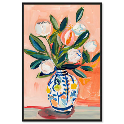Flowers And Chinoiserie Canvas Boho Colorful Wall Art by Art Remedy