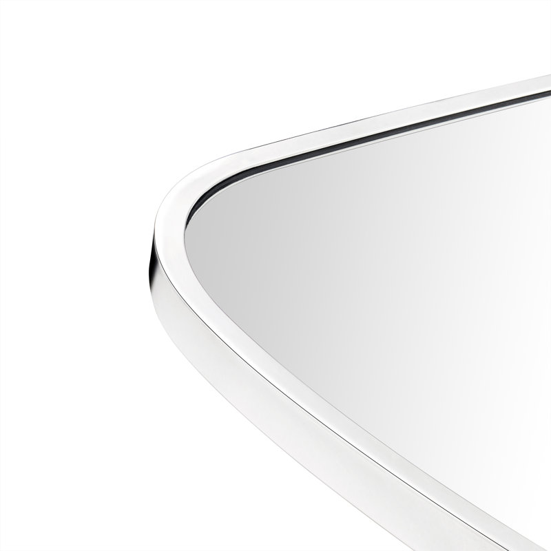 Trequan 40" x 18" Chrome Asymmetrical Bathroom Vanity Mirror Irregular Shaped Wall Mirror, Chrome, 40" x 18"