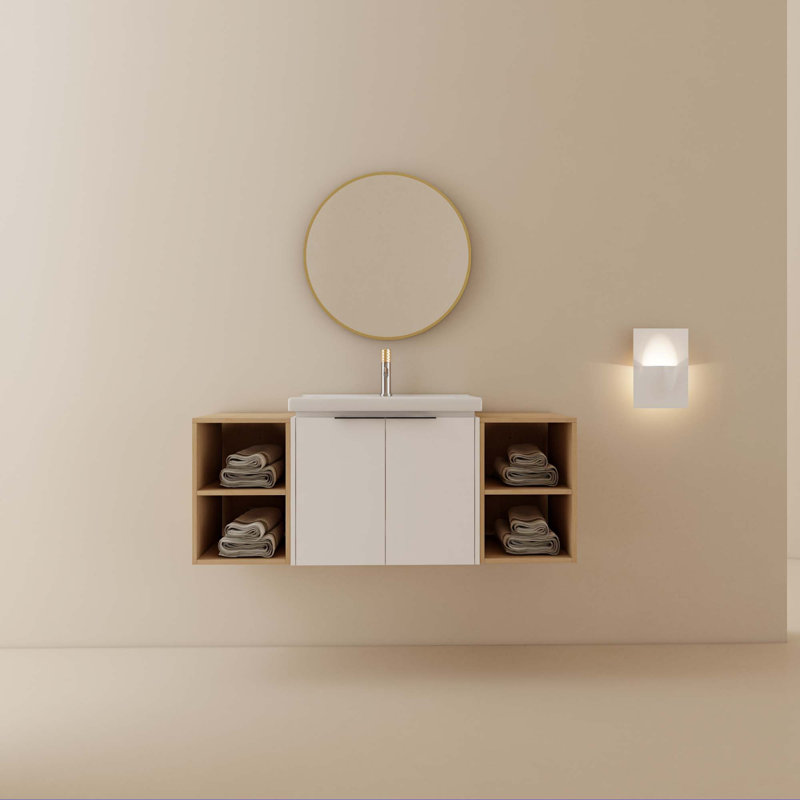 Meuble-lavabo à fermeture en douceur avec lavabo et tablettes
