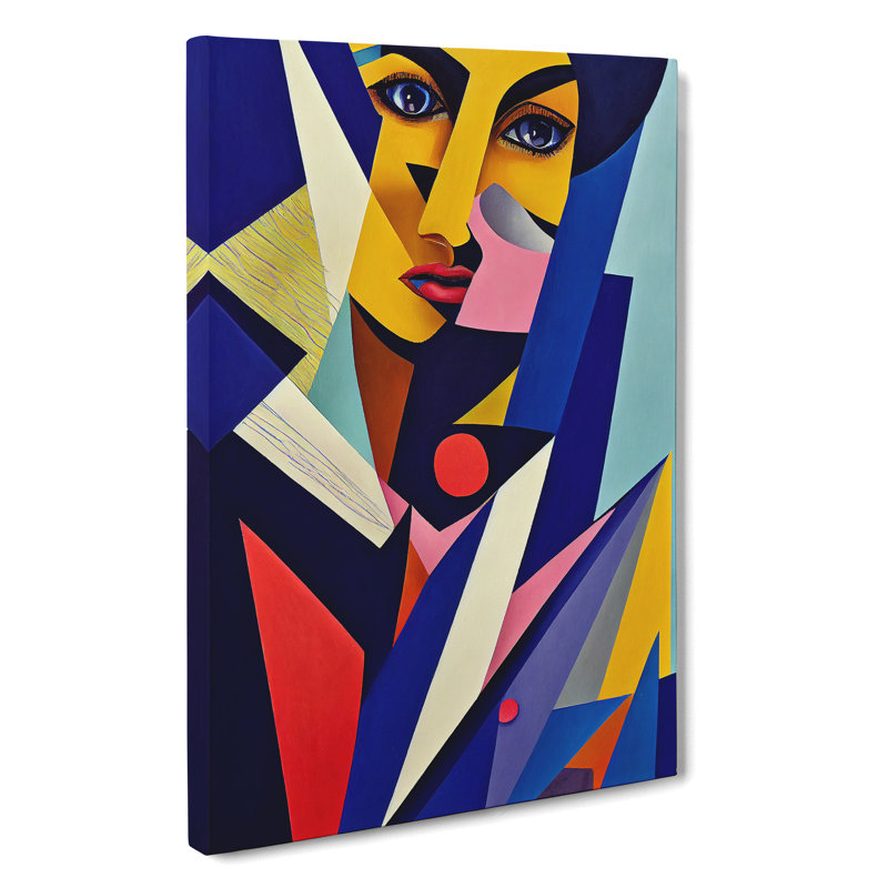 Woman Abstract Cubism No.1 - Wall Art, 50cm H x 35cm W x 3cm D, Wrapped Canvas
