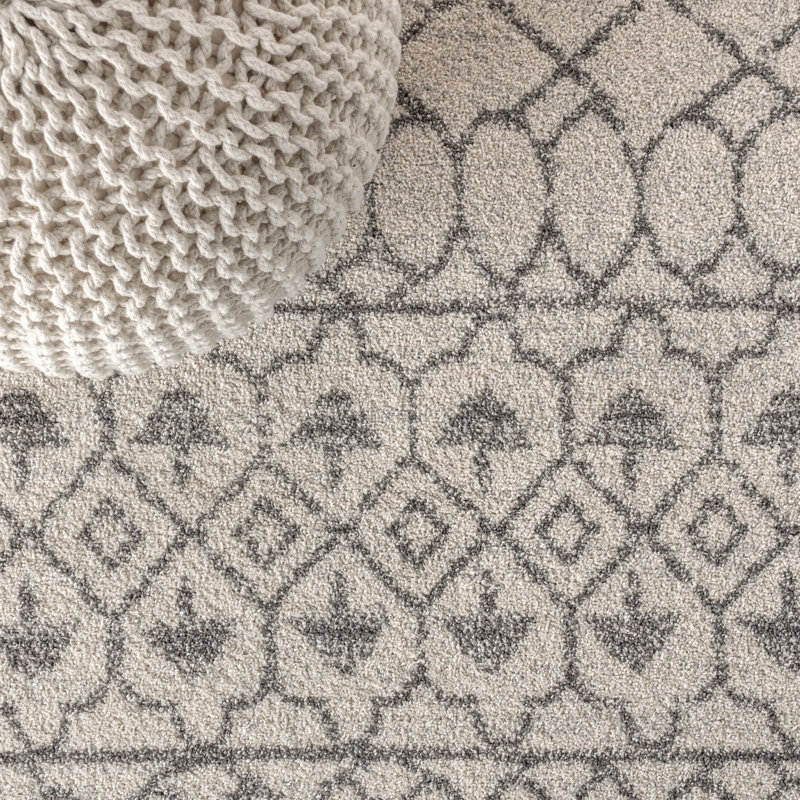 Bouton Moroccan Beni Souk Cream/Gray Rug, Runner 2'3" x 8'