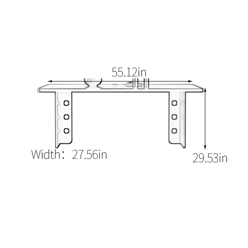 Table de salle à manger rectangulaire en bois de frêne, H 29,53 po x L 55,12 po x l 27,56 po, Taupe