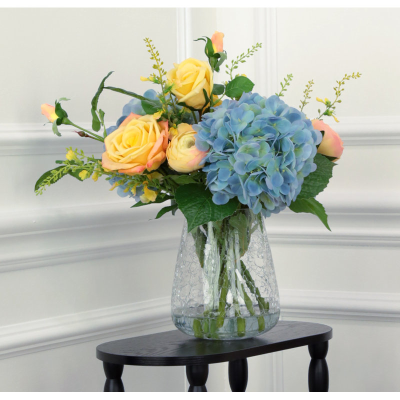 Rose Hydrangea Crackle Vase - 17 Inches