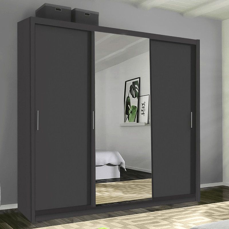Chesky 3 Door Manufactured Wood Wardrobe, Grey