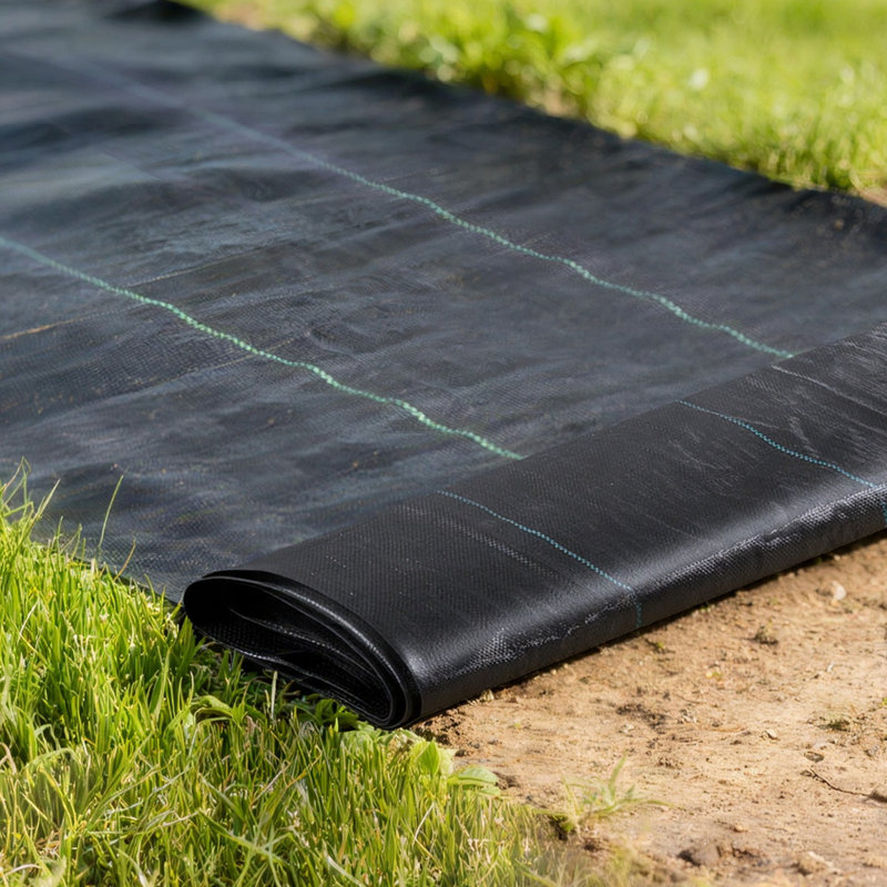 Weed Barrier Fabric Heavy Duty,4x50FT 3.2oz Weed Blocker Fabric, Woven Landscape Fabrics, Garden Fabrics Weeds Barrier, Weeds Control Ground Cover, Geotextile Webbing, Black