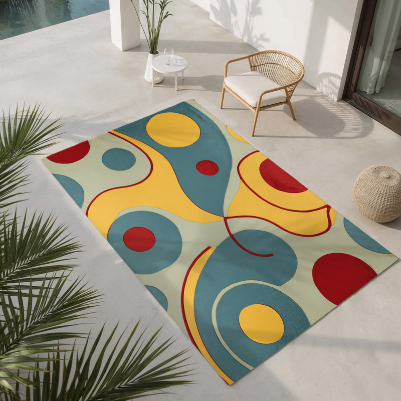 Retro Loop Indoor And Outdoor Area Rug, Rectangle 1'6" x 2'6"
