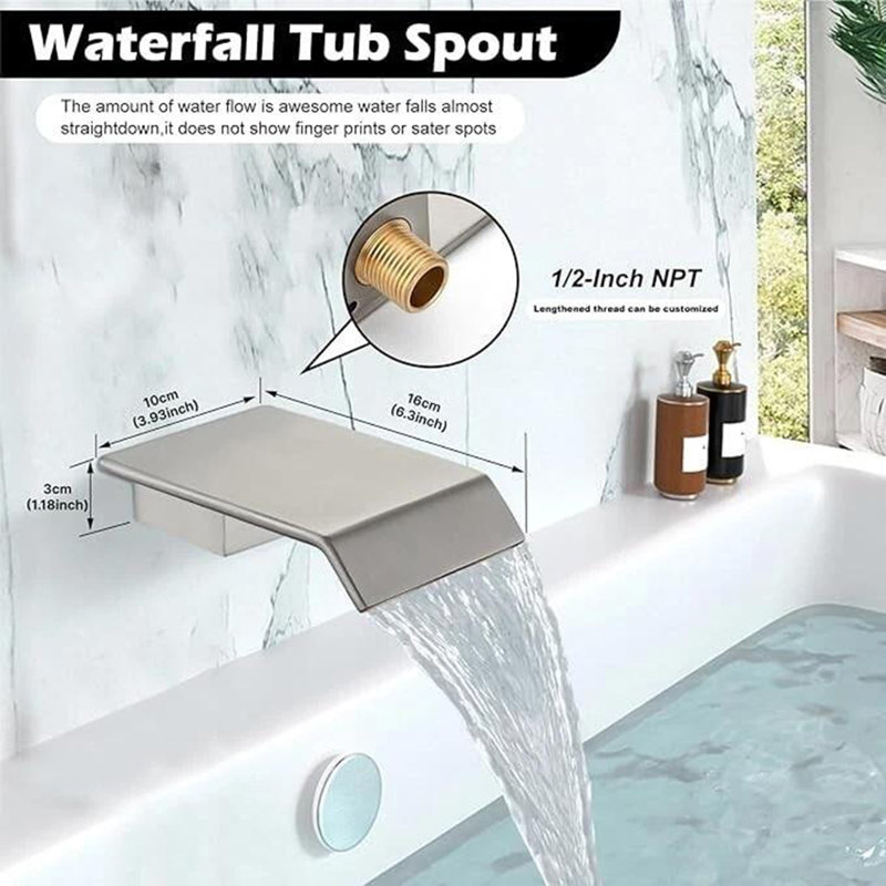 Système de robinet de douche à DEL 16 "x 32" en nickel brossé avec douchette à jet de pluie avec douchette et douchette