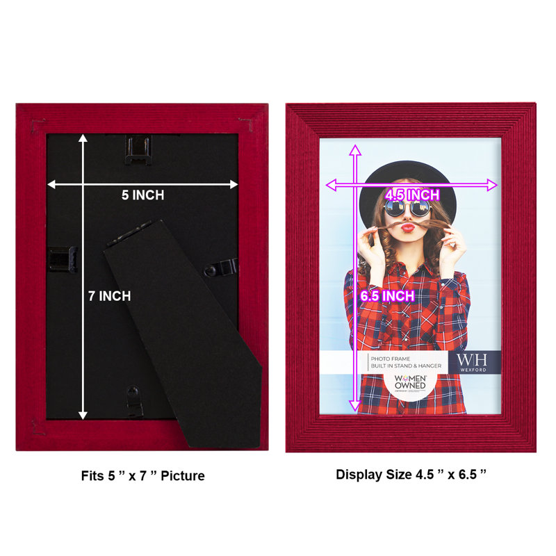 Red Wood Picture Frame - Set of 8, 5" x 7"