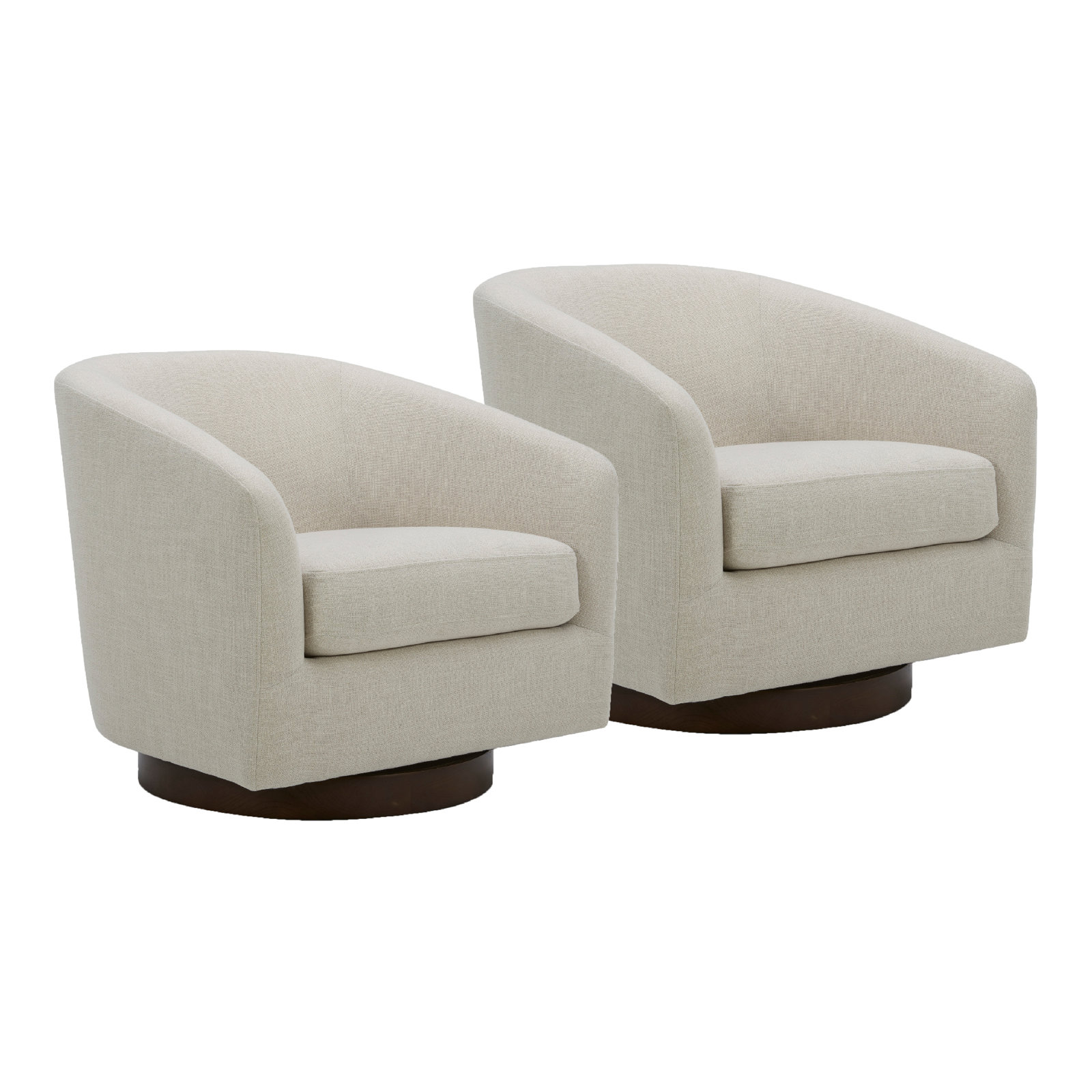 Bennett Upholstered Swivel Barrel Chair (Set of 2), Effie Linen Performance Linen