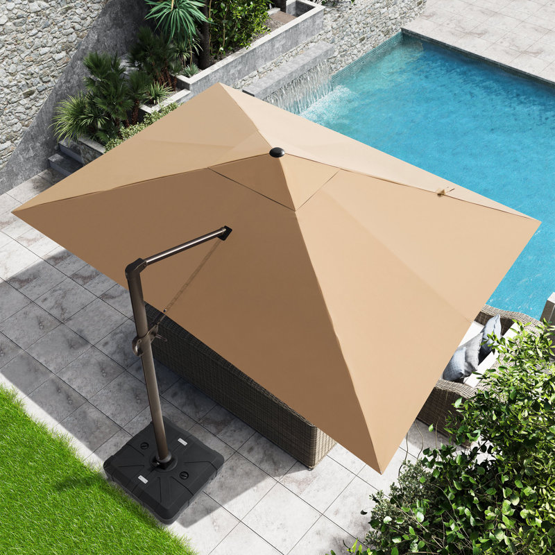 Parasol en porte-à-faux de patio 10 x 13 pi avec base lestée, Gris foncé