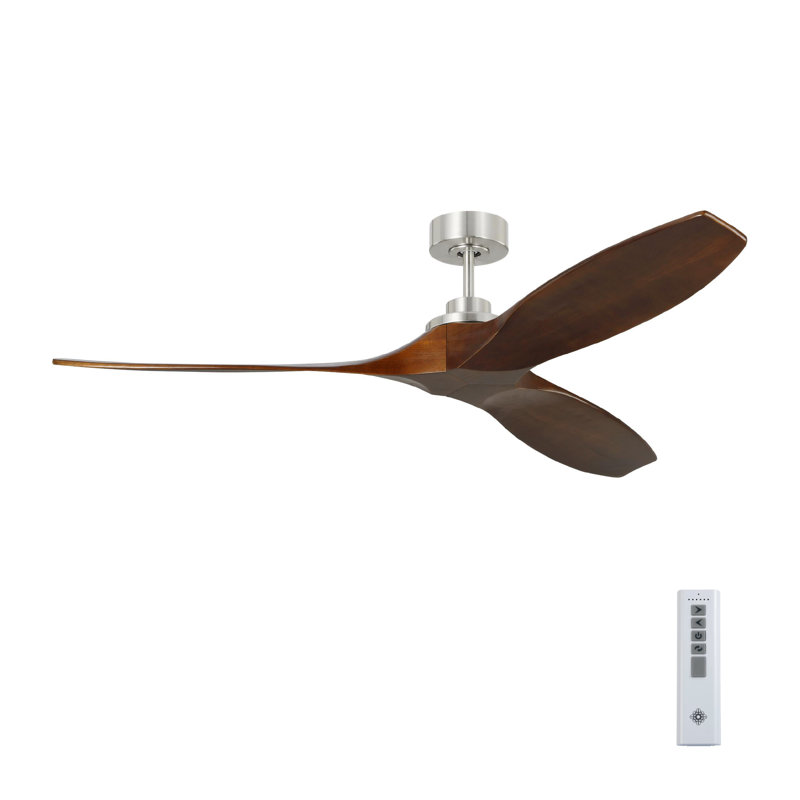 Collins 52-inch indoor/outdoor Energy Star smart ceiling fan in aged pewter finish with light grey weathered oak blades, handheld remote control included, and compatible with Alexa, Google Home, and Bond Home Action from Visual Comfort Fan