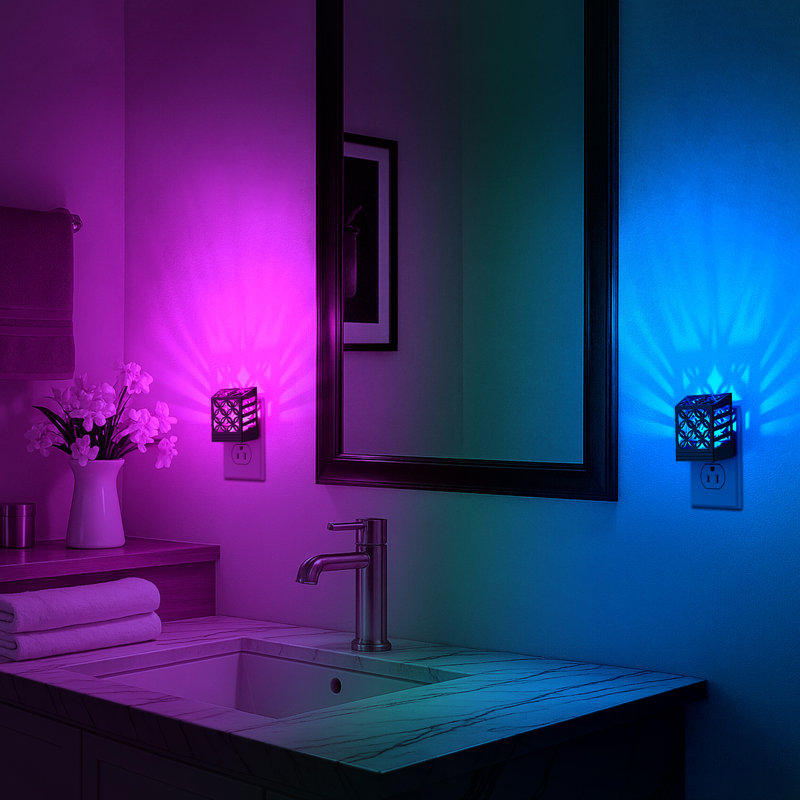 Black Solar-Style Plug-In RGB Color Changing LED Night Light