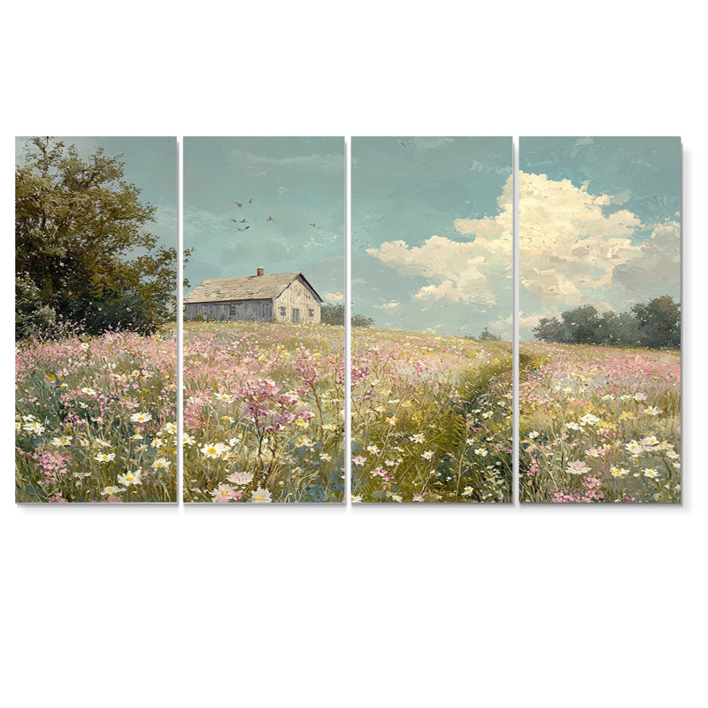 «Rose et vert ferme», ensemble d'art mural sur toile, H 28 po x l 48 po