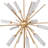 Starburst Sculpture On Black Base Stand, White Stones, Gold Metal Rods, 23 Inch