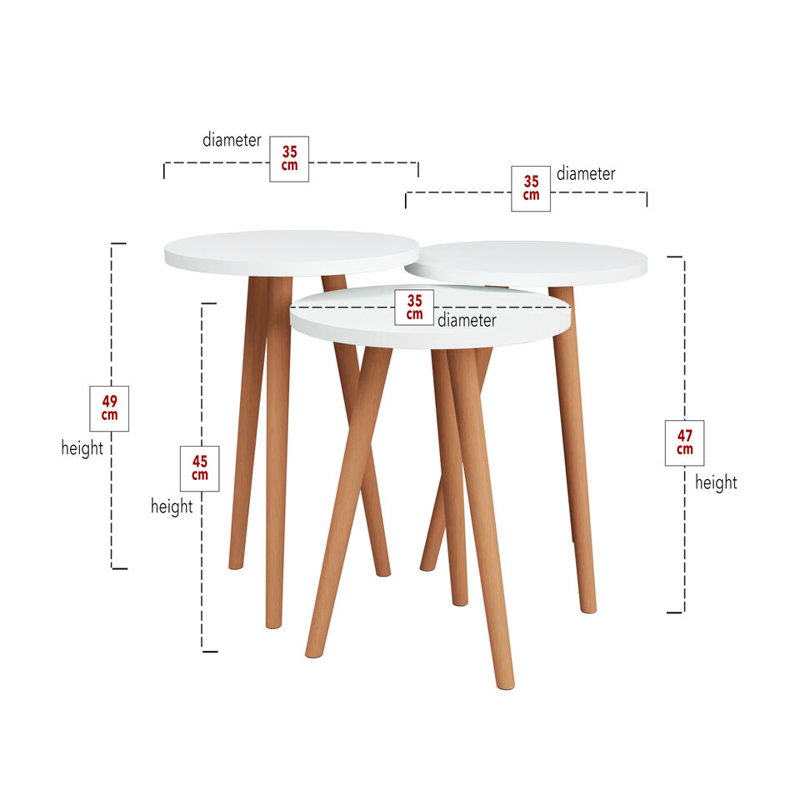 Havre Solid Wood End Table, White, White