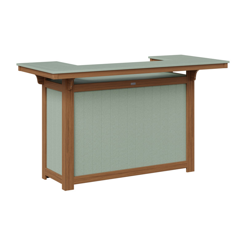 Outdoor Rectangle Bar Table, Antique Mahogany, Seafoam