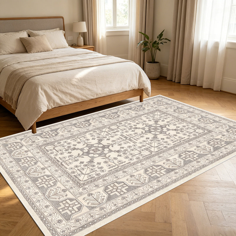 1PC Vintage Distressed Neutral Geometric area rugs for Living Room, Soft and Comfortable, Suitable for all seasons, easy-to-maintain, machine washable Indoor floor mat, Under Table Farmhouse suitable for dining table, coffee table, bedroom, entryway,