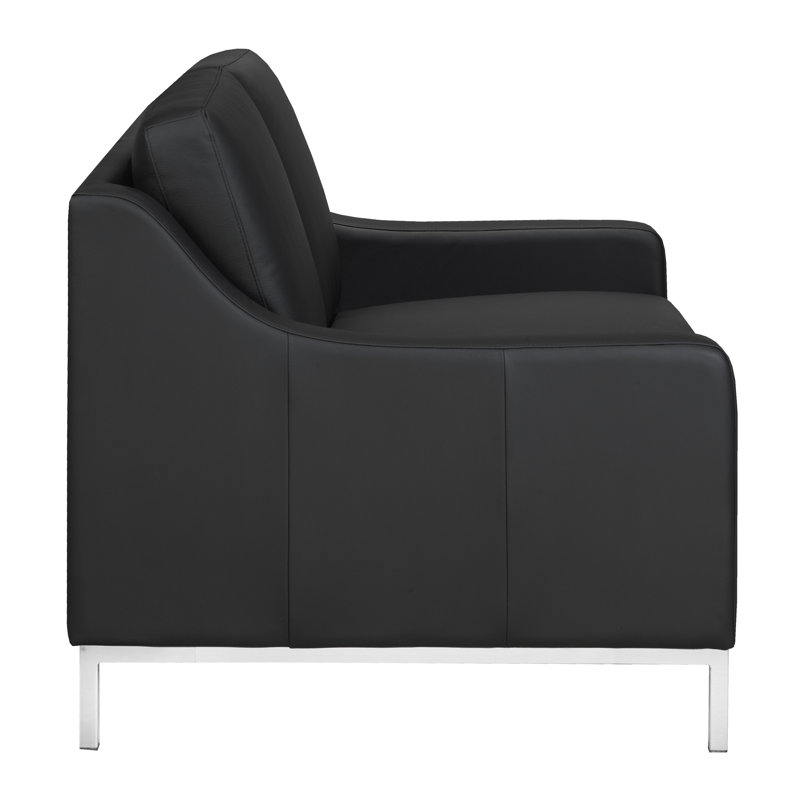 Kase Upholstered Armchair, Black Genuine Leather